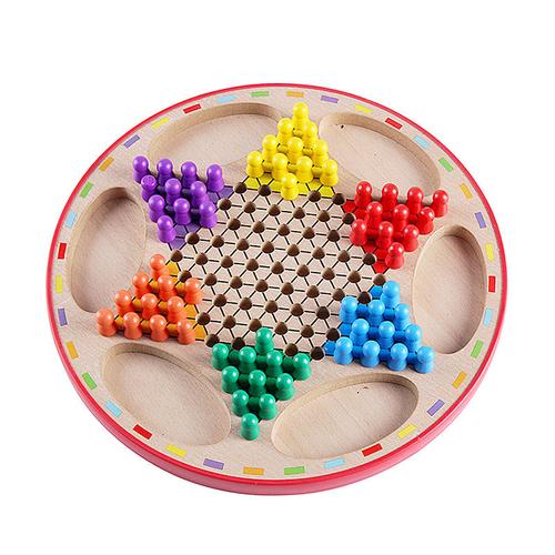 正品二合一兒童木制大號跳跳棋益智力玩具木質飛行棋